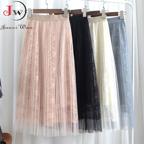 korean fashion embroidery lace sweet mesh pleated skirt women elastic waist spring summer elegant office ladies midi skirts 210510, Black
korean fashion embroidery lace sweet mesh pleated skirt women elastic waist spring summer elegant office ladies midi skirts 210510, Black