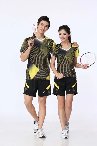 t5005b badminton wear sets for men/women couples parents and children round neck shirt with shorts outdoor apparel tennis table athletic set, White;yellow
t5005b badminton wear sets for men/women couples parents and children round neck shirt with shorts outdoor apparel tennis table athletic set, White;yellow