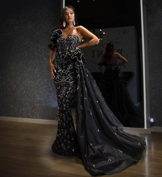 luxury mermaid evening dresses with detachable train crystal appliqued prom dress formal pageant gown customize robe de mariée, Black;red
luxury mermaid evening dresses with detachable train crystal appliqued prom dress formal pageant gown customize robe de mariée, Black;red