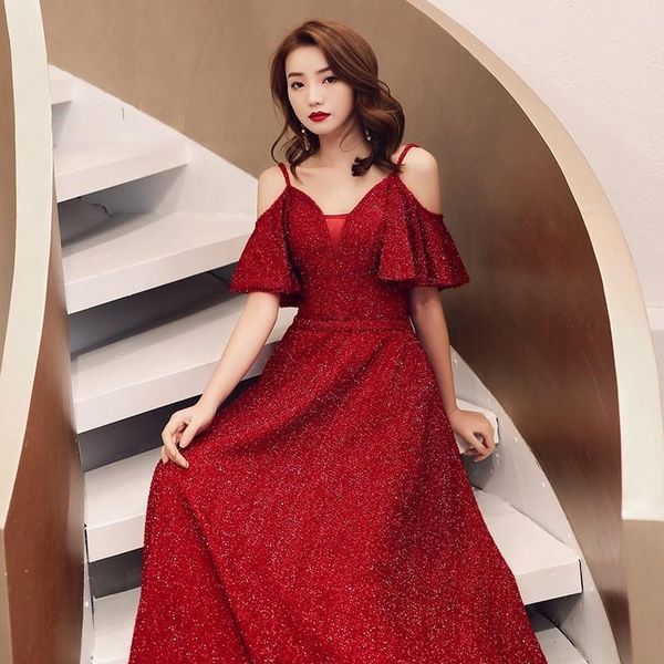 women v-neck backless prom dresses butterfly sleeve elegant long banquet gown exquisite spaghetti strap evening party dress ethnic clot, Red
women v-neck backless prom dresses butterfly sleeve elegant long banquet gown exquisite spaghetti strap evening party dress ethnic clot, Red
