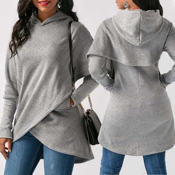 women's long sleeved hooded sweatshirt, asymmetric hem unified color, casual, loose tailoring, outdoor clothing, sweater, 4, Black;brown
women's long sleeved hooded sweatshirt, asymmetric hem unified color, casual, loose tailoring, outdoor clothing, sweater, 4, Black;brown