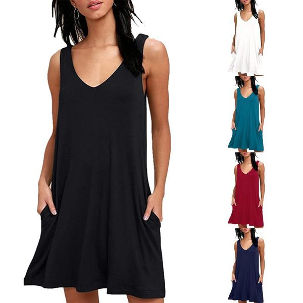 casual dresses women beach floral v neck dress sundress sleeveless loose tank summer solid color sexy, Black;gray
casual dresses women beach floral v neck dress sundress sleeveless loose tank summer solid color sexy, Black;gray