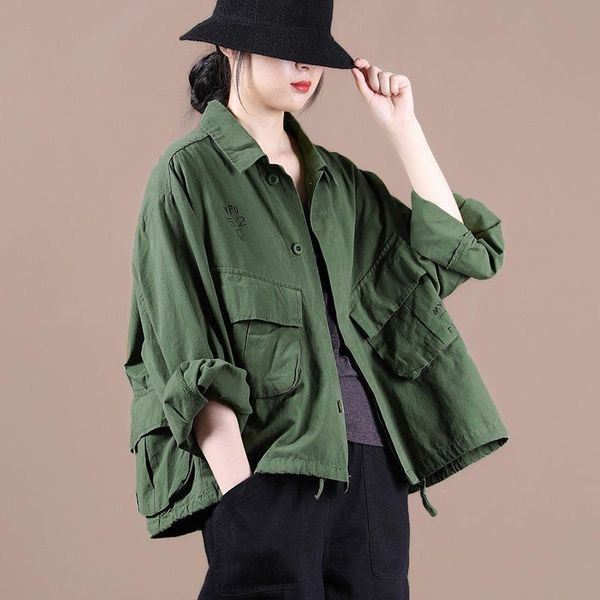 autumn coat 2021 women's loose large size clothing leisure all-match drawstring pocket tooling short jacket k1311 jackets, Black;brown
autumn coat 2021 women's loose large size clothing leisure all-match drawstring pocket tooling short jacket k1311 jackets, Black;brown