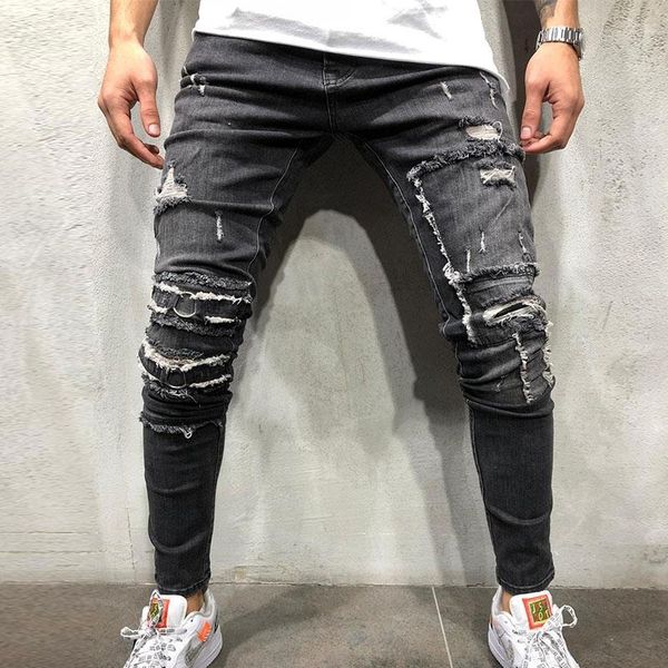 men's jeans slim trousers elastic waist pencil pants fashion hole gray men autumn casual plus size, Blue
men's jeans slim trousers elastic waist pencil pants fashion hole gray men autumn casual plus size, Blue