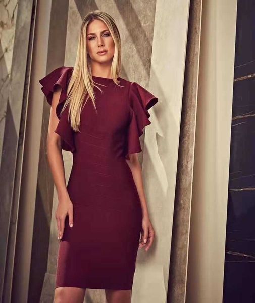 women fashion ruffles designer wine red bandage dress celebrity chic elegant party vestido 210527, Black;gray
women fashion ruffles designer wine red bandage dress celebrity chic elegant party vestido 210527, Black;gray