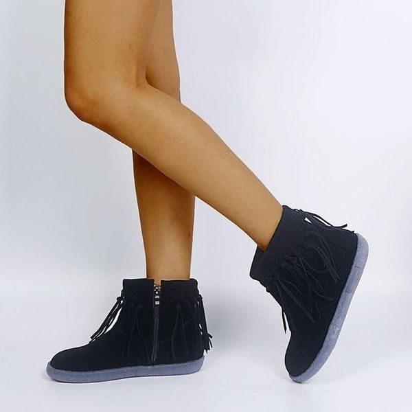 women's ankle boots zipper flock platform snow ladies plush casual flat shoes female footwear rubber botas mujer size 35-43, Black
women's ankle boots zipper flock platform snow ladies plush casual flat shoes female footwear rubber botas mujer size 35-43, Black