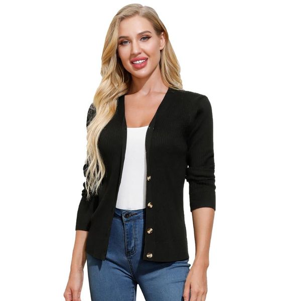 women's knits & tees black women ribbed v-neck cardigan open-front knitwear long sleeve golden buttons placket sweaters, White
women's knits & tees black women ribbed v-neck cardigan open-front knitwear long sleeve golden buttons placket sweaters, White