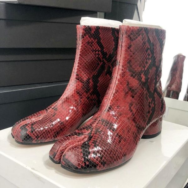 boots red snakeskin genuine leather short high heels split toes apart runway woman shoes ankle for women zapatos mujer, Black
boots red snakeskin genuine leather short high heels split toes apart runway woman shoes ankle for women zapatos mujer, Black