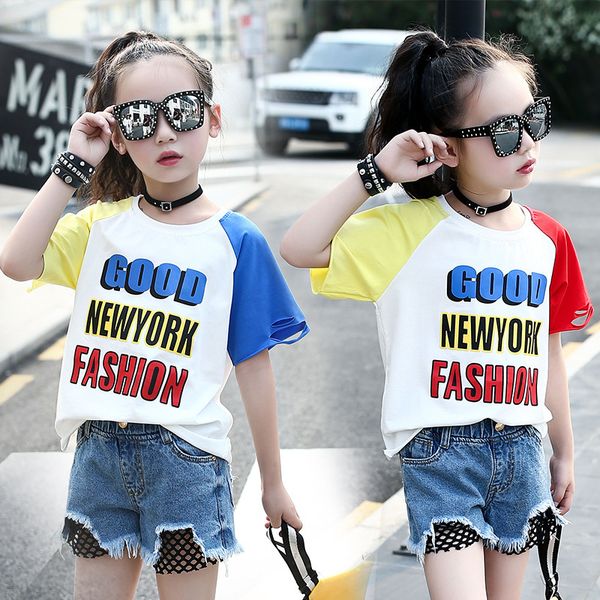 kids streetwear summer sets girls print sweatshirt broken hole colorful cotton t-shirts hip-hop denim shorts outfit girl clothes, White
kids streetwear summer sets girls print sweatshirt broken hole colorful cotton t-shirts hip-hop denim shorts outfit girl clothes, White