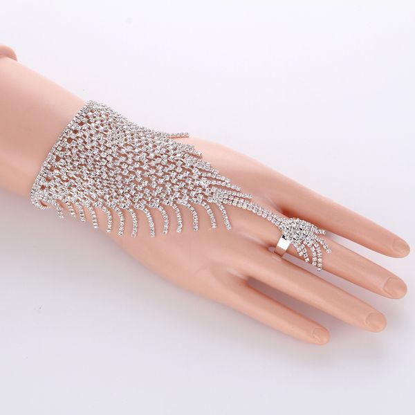 slave silver hand crystal chain ring bridal bracelet bangle rhinestone hand decoration wedding cuff attached ring set gold, Black
slave silver hand crystal chain ring bridal bracelet bangle rhinestone hand decoration wedding cuff attached ring set gold, Black