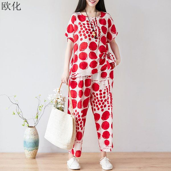 two piece dress plus size women sets 2021 summer fashion short sleeve polka dot vintage cotton suit 2 set big pants, White
two piece dress plus size women sets 2021 summer fashion short sleeve polka dot vintage cotton suit 2 set big pants, White