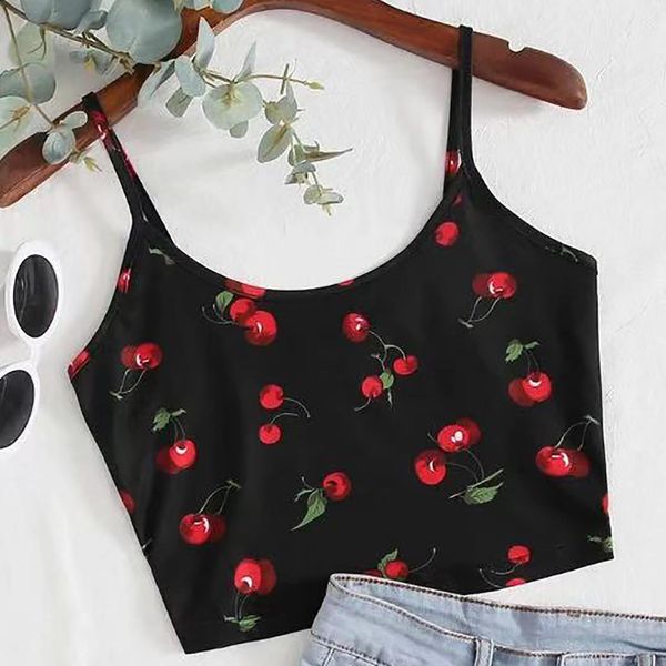 cute cherry womens tanks printing crop women camis summer casual black strap sleeveless camiseta mujer ladies tank street, White
cute cherry womens tanks printing crop women camis summer casual black strap sleeveless camiseta mujer ladies tank street, White