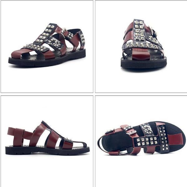 sandals summer men shoes men's leather rivet roman flat-heeled casual platform brown clash, Black
sandals summer men shoes men's leather rivet roman flat-heeled casual platform brown clash, Black