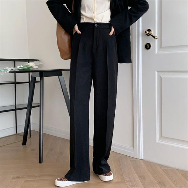 women's pants & capris hzirip ol elegant high waist straight wide leg women 2021 spring autumn solid work casual suit female trousers, Black;white
women's pants & capris hzirip ol elegant high waist straight wide leg women 2021 spring autumn solid work casual suit female trousers, Black;white