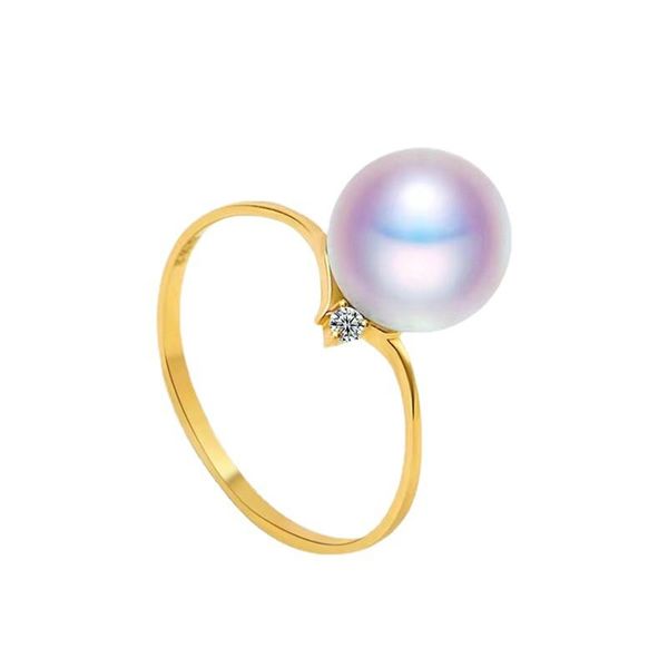 cluster rings akoya pearl for women 18k gold with zircon diamond japanese salt water sea perle cultured fine jewelry luxury, Golden;silver