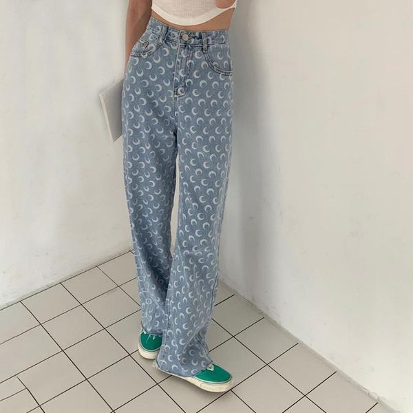 women's jeans summer streetwear women y2k retro high-waist denim trousers hip-hop hipster moon print straight-leg female, Blue
women's jeans summer streetwear women y2k retro high-waist denim trousers hip-hop hipster moon print straight-leg female, Blue