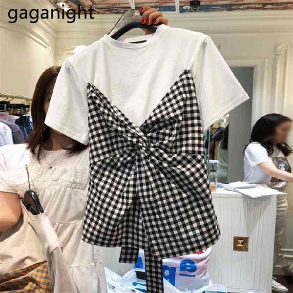 fashion plaid women patchwork tshirts short sleeve summer tees shirt korean chic streetwear 210601, White
fashion plaid women patchwork tshirts short sleeve summer tees shirt korean chic streetwear 210601, White