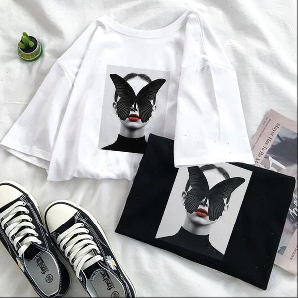 modernist women t shirt lady feather butterfly korean tumblr aesthetic short sleeve tees casual loose vintage clothes, White
modernist women t shirt lady feather butterfly korean tumblr aesthetic short sleeve tees casual loose vintage clothes, White