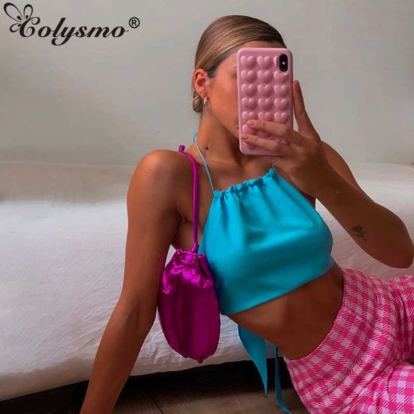 colysmo blue crop summer halter backless tie up bow camisole party club wear tank solid color women s 210527, White
colysmo blue crop summer halter backless tie up bow camisole party club wear tank solid color women s 210527, White