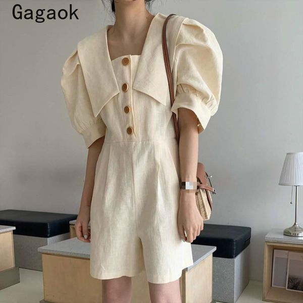 women's jumpsuits & rompers gagaok female safari style playsuits 2021 summer solid button lapel puff sleeves jumpsuit loose casual chic, Black;white
women's jumpsuits & rompers gagaok female safari style playsuits 2021 summer solid button lapel puff sleeves jumpsuit loose casual chic, Black;white