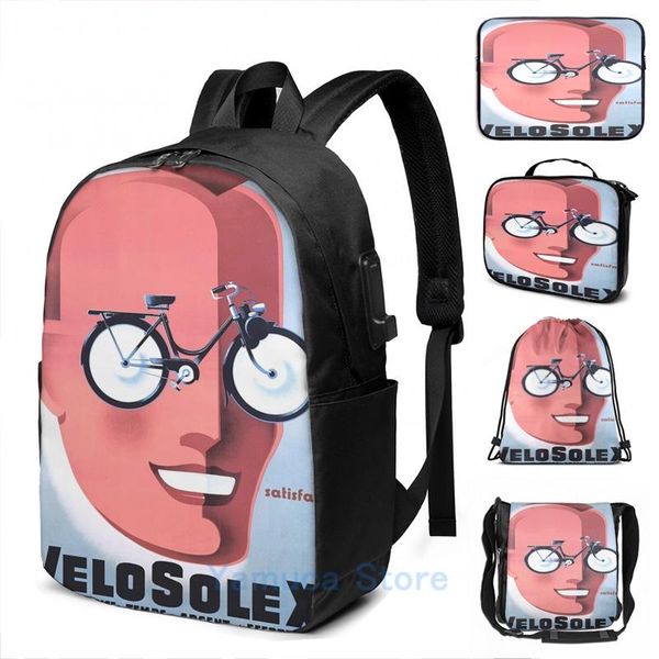 backpack funny graphic print 1959 velosolex powered bicycle french advertising poster usb charge men school travel lapbag
backpack funny graphic print 1959 velosolex powered bicycle french advertising poster usb charge men school travel lapbag