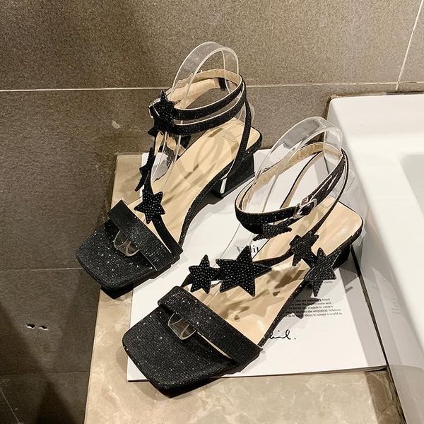 designer summer star rhinestone sandals women luxury high thick heel shoes brand girls beach outdoor back strap open toe, Black
designer summer star rhinestone sandals women luxury high thick heel shoes brand girls beach outdoor back strap open toe, Black