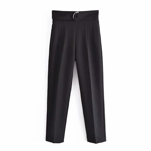 women's pants & capris 2021 za women fashion belted trousers with buckle black vintage high-waist pronounced seams casual ladies female, Black;white
women's pants & capris 2021 za women fashion belted trousers with buckle black vintage high-waist pronounced seams casual ladies female, Black;white