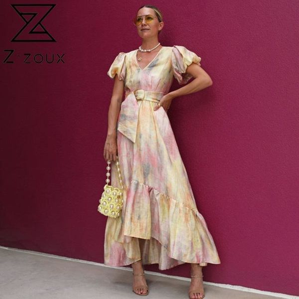 women dress v neck puff sleeve printed maxi es temperament vintage belt ruffles asymmetry long es 210524, Black;gray
women dress v neck puff sleeve printed maxi es temperament vintage belt ruffles asymmetry long es 210524, Black;gray