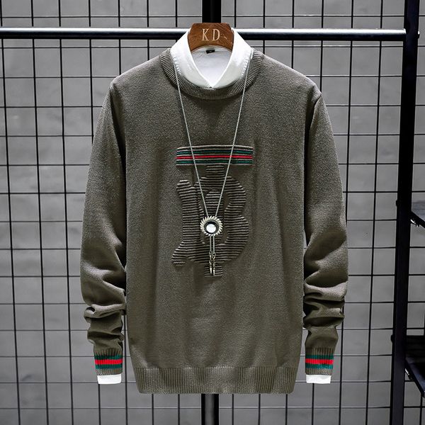 sweater knit autumn and winter men's clothing jacquard round neck pullover bottom coat, White;black
sweater knit autumn and winter men's clothing jacquard round neck pullover bottom coat, White;black