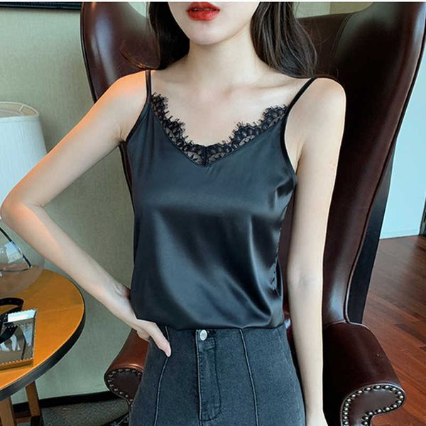 korean fashion silk women camis streetwear lace satin halter female tank plus size xxl/spaghetti strap 210531, White
korean fashion silk women camis streetwear lace satin halter female tank plus size xxl/spaghetti strap 210531, White