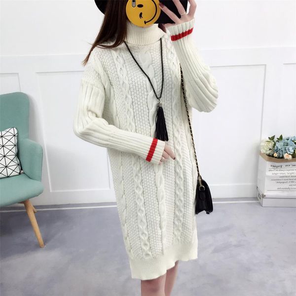 women's sweaters long sweater women pullover turtleneck solid color fashion autumn and winter twist knit womens vestidos lxj672, White;black
women's sweaters long sweater women pullover turtleneck solid color fashion autumn and winter twist knit womens vestidos lxj672, White;black