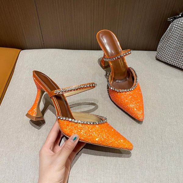 dress shoes pointed word rhinestone sequins stiletto high-heeled slippers baotou semi-drag sandals women's, Black
dress shoes pointed word rhinestone sequins stiletto high-heeled slippers baotou semi-drag sandals women's, Black