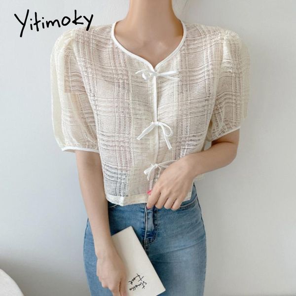 women's blouses & shirts yitimoky vintage women lace up bow o-neck 2021 summer fashion korean puff sleeve gingham square casual gauze s, White
women's blouses & shirts yitimoky vintage women lace up bow o-neck 2021 summer fashion korean puff sleeve gingham square casual gauze s, White