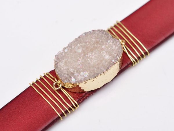 tennis diy handcraft natural elegant druzy leather bracelet cuff wristband red with white gemstone, Golden;silver
tennis diy handcraft natural elegant druzy leather bracelet cuff wristband red with white gemstone, Golden;silver