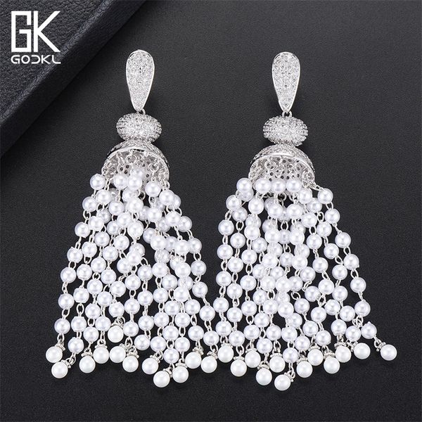 godki luxury imitation pearls tassels long dangle earrings for women wedding cubic zircon dubai bridal drop earrings 210317, Silver
godki luxury imitation pearls tassels long dangle earrings for women wedding cubic zircon dubai bridal drop earrings 210317, Silver