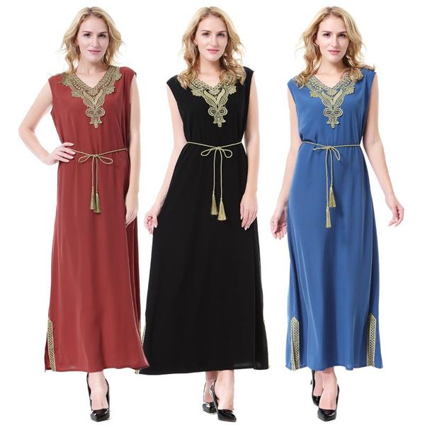 ethnic clothing muslim abaya djellaba women's robes dubai saudi robe malaysian long dress linen sleeveless with waistband, Red
ethnic clothing muslim abaya djellaba women's robes dubai saudi robe malaysian long dress linen sleeveless with waistband, Red