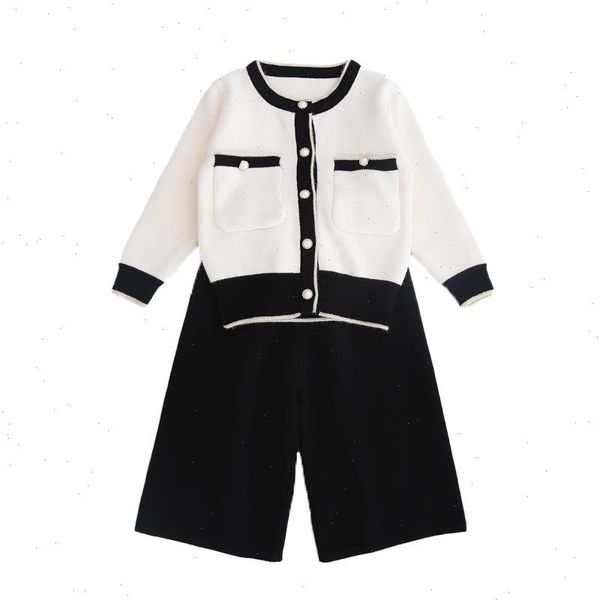 autumn baby girls vintage sets temperament knitted round neck suit girl coat wide leg pants princess two-piece set kids, White
autumn baby girls vintage sets temperament knitted round neck suit girl coat wide leg pants princess two-piece set kids, White