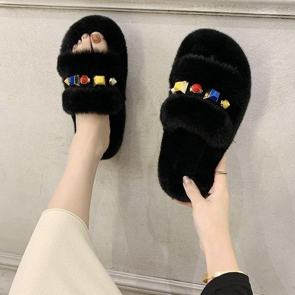 faux fur home slippers fashion colorful rivet warm plush shoes woman flat bottom furry nice winter women, Black
faux fur home slippers fashion colorful rivet warm plush shoes woman flat bottom furry nice winter women, Black