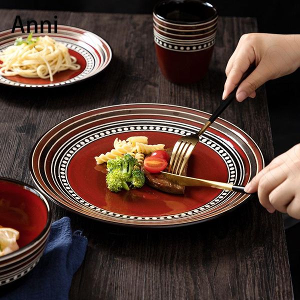 nordic vintage red stripe ceramic plate set creativity kiln change glaze dinner plates home kitchen dining table cutlery dishes &
nordic vintage red stripe ceramic plate set creativity kiln change glaze dinner plates home kitchen dining table cutlery dishes &