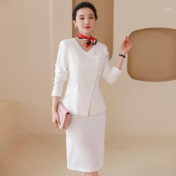 two piece dress fashion white blazer women business suits skirt and jacket sets ladies work wear office uniform styles ol
two piece dress fashion white blazer women business suits skirt and jacket sets ladies work wear office uniform styles ol