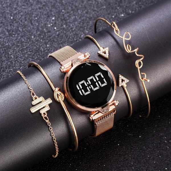 wristwatches 5pcs /set luxury women bracelet watch ladies gold digital led quartz wriswatch women's sport clock female relogio feminino, Slivery;brown
wristwatches 5pcs /set luxury women bracelet watch ladies gold digital led quartz wriswatch women's sport clock female relogio feminino, Slivery;brown