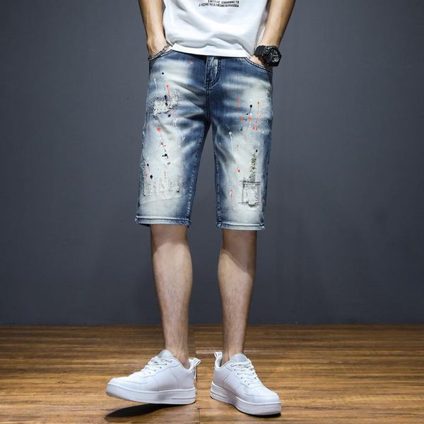 men's shorts fashion painted splash ink distressed denim men vintage frayed five-point pants casual slim breathable male jeans, White;black
men's shorts fashion painted splash ink distressed denim men vintage frayed five-point pants casual slim breathable male jeans, White;black