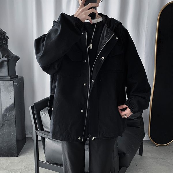 men's hooded et, harajuku style functional coat, korean version, simple trend, wild, wooden, Black
men's hooded et, harajuku style functional coat, korean version, simple trend, wild, wooden, Black