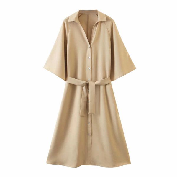 elegant women beige long dress fashion ladies vintage turn down collar es casual female chic girls 210527, Black;gray
elegant women beige long dress fashion ladies vintage turn down collar es casual female chic girls 210527, Black;gray