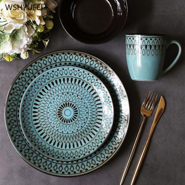 vintage old geometric pattern round ceramic plate western steak salad dessert cake sushi home kitchen storage decorative dishes & plates
vintage old geometric pattern round ceramic plate western steak salad dessert cake sushi home kitchen storage decorative dishes & plates