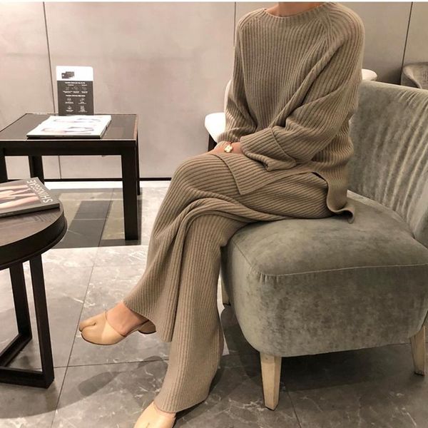 women's two piece pants sweater set women tracksuit autumn winter knitted suits 2 warm o-neck pullovers wide legs, White
women's two piece pants sweater set women tracksuit autumn winter knitted suits 2 warm o-neck pullovers wide legs, White