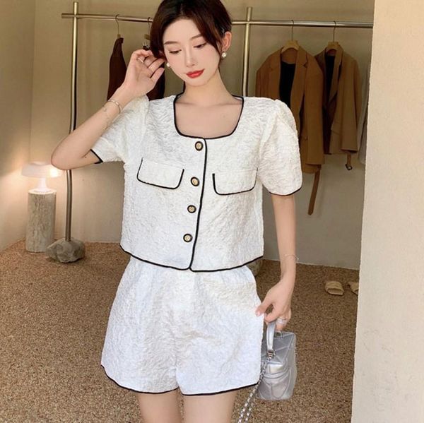 women's tracksuits 2021 summer fashion women temperament puff sleeve square collar + high waist wide leg shorts sets, Gray
women's tracksuits 2021 summer fashion women temperament puff sleeve square collar + high waist wide leg shorts sets, Gray