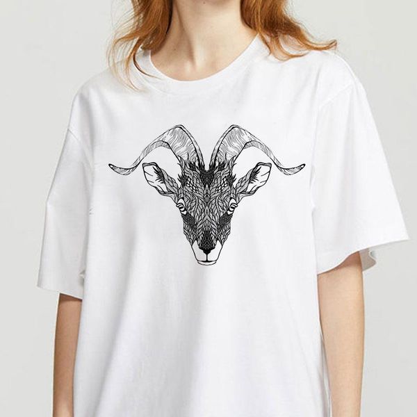 women's t-shirt goat horn 90s summer female vogue retro streetwear harajuku tee&top, White
women's t-shirt goat horn 90s summer female vogue retro streetwear harajuku tee&top, White