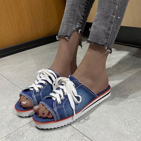 female slippers blue denim canvas shoes women summer sneakers luxury slides lace up designer flat rubber vulcanization, Black
female slippers blue denim canvas shoes women summer sneakers luxury slides lace up designer flat rubber vulcanization, Black