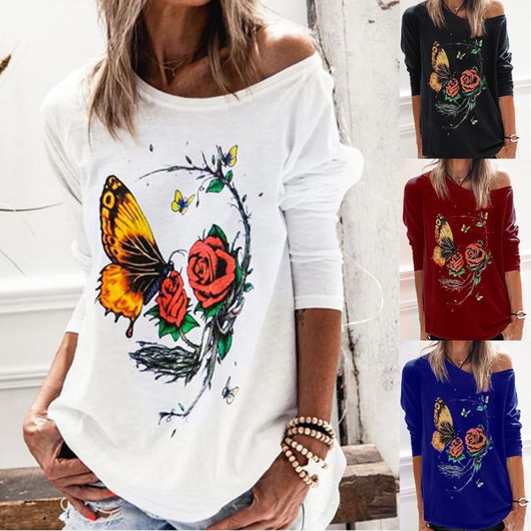 neck new round butterfly flower loose print long sleeve in autumn and winter 2021, White
neck new round butterfly flower loose print long sleeve in autumn and winter 2021, White
